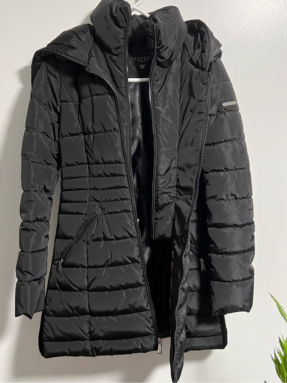 Laundry By Shelli Segal Black Quilted Hooded Puffer Jacket